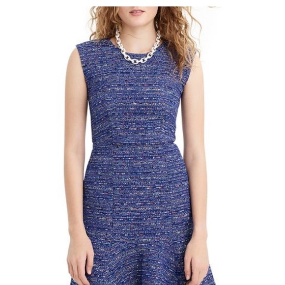 NWT A-Line Dress in Multicolor Cobalt Tweed, Sz 6 - Picture 1 of 3